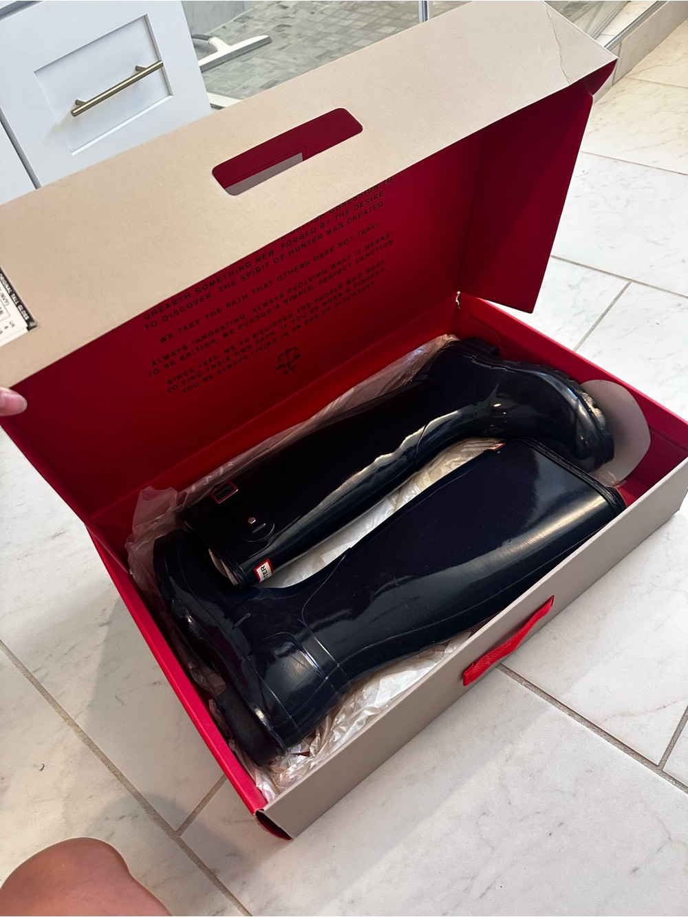 Hunter Gloss Tall Rain Boots - Navy Blue